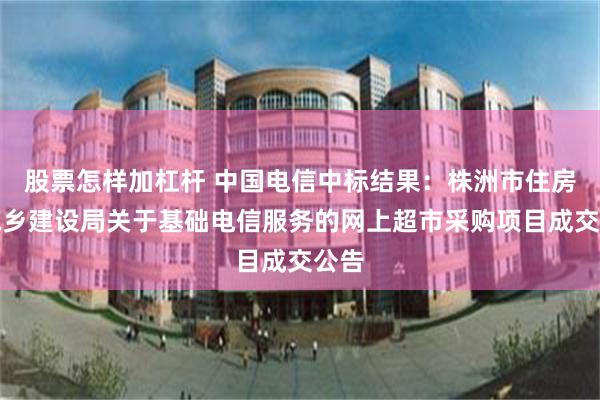 股票怎样加杠杆 中国电信中标结果：株洲市住房和城乡建设局关于基础电信服务的网上超市采购项目成交公告